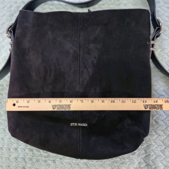 STEVE MADDEN Black Leather Shoulder Bag Purse - Picture 4 of 10